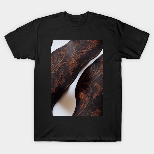 Dark Ornamental Leather Stripes, natural and ecological leather print #76 T-Shirt by Endless-Designs